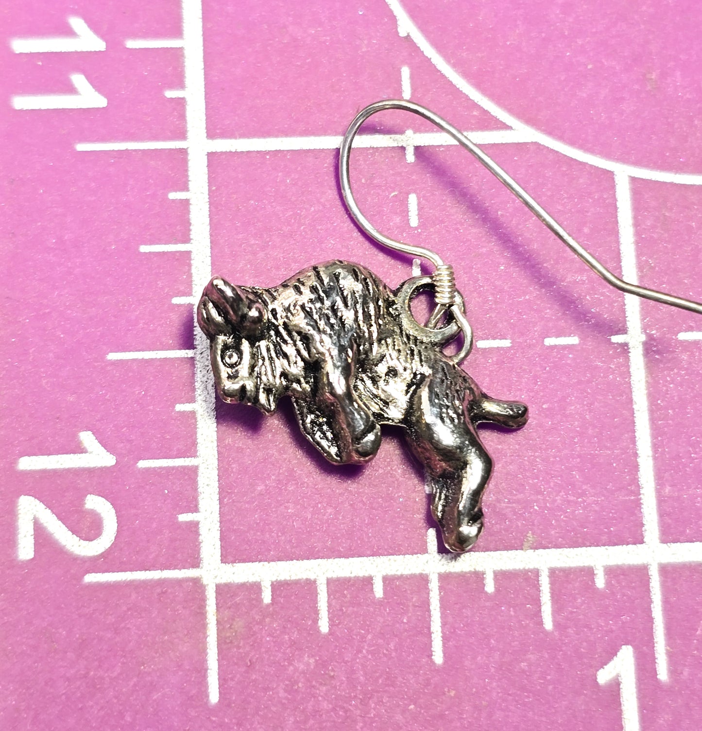 Jumping Buffalo Bison sterling silver drop earrings