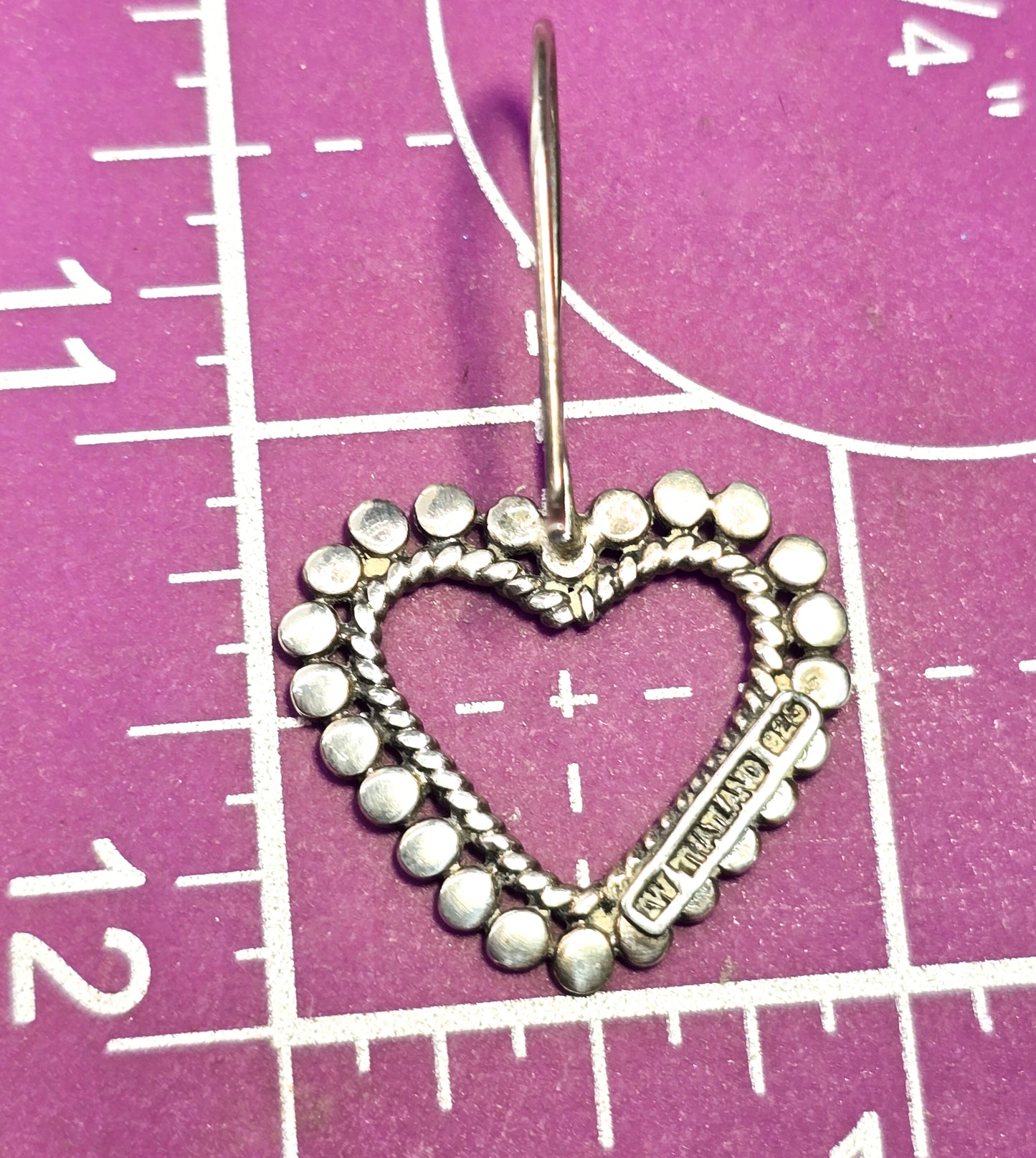 Pebble heart Southwestern twisted rope Open work large sterling silver RW earrings