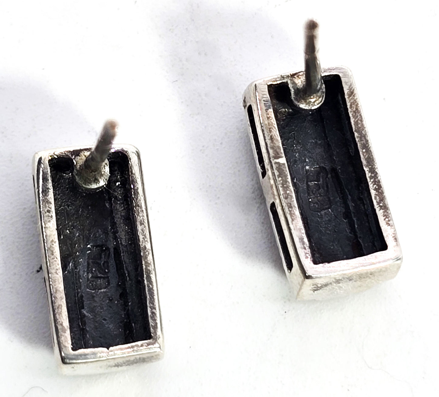 Marcasite pyramid gemstone Art Deco Style sterling silver vintage stud earrings