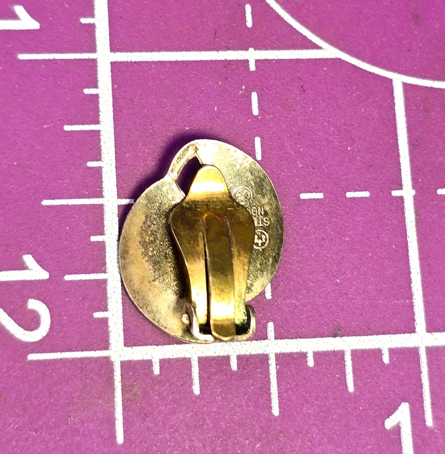 David Anderson Norway Red enamel leaf gilt sterling silver vintage clip on earrings