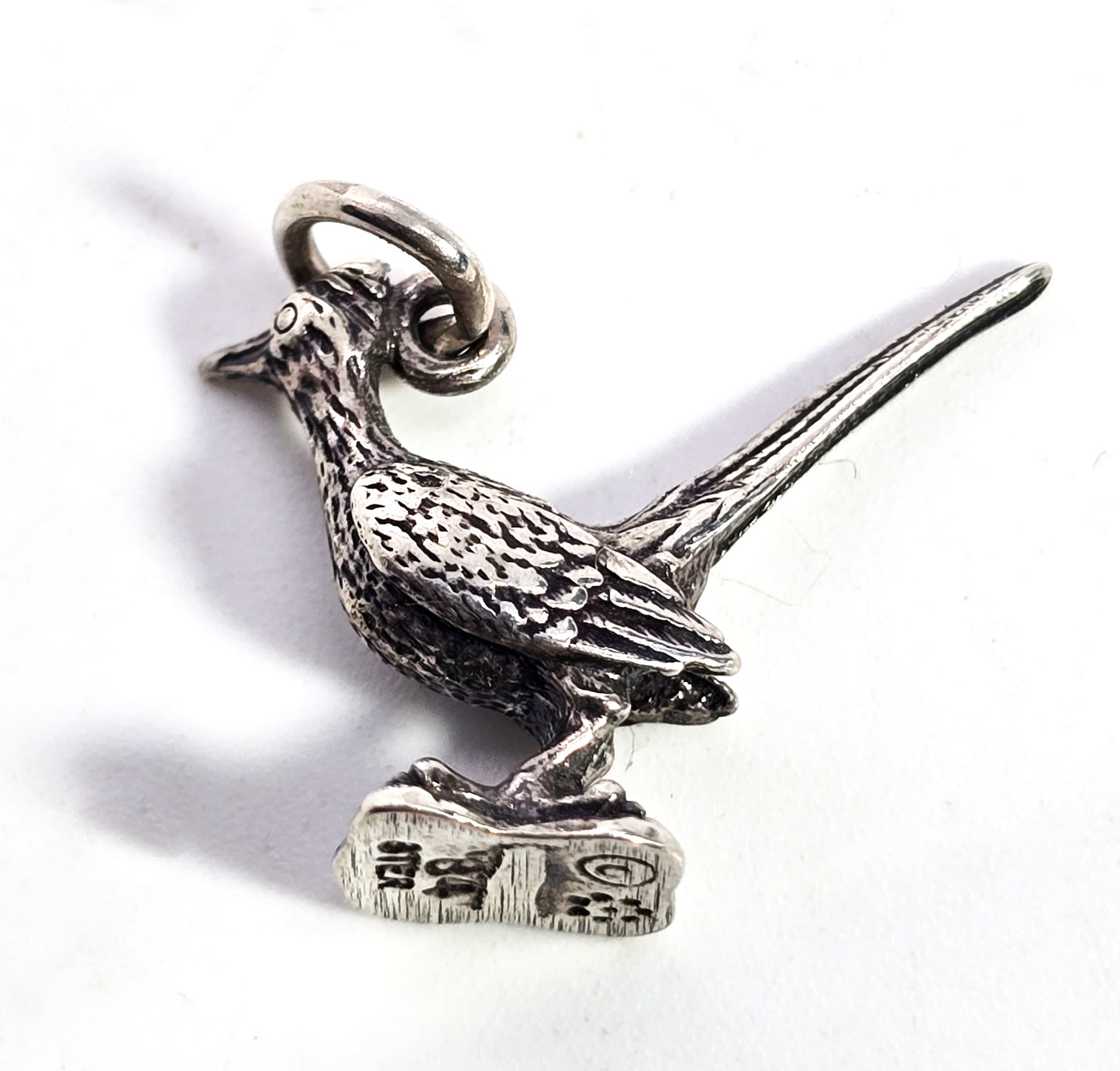 Roadrunner Bird 3D detailed sterling silver figural vintage bracelet charm 1984