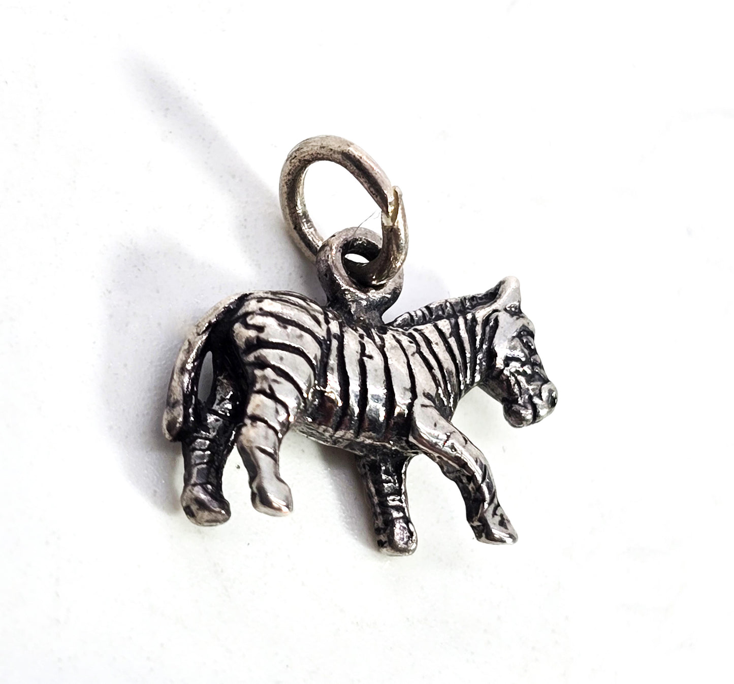 Zebra Zoo Africa animals 3D detailed sterling silver figural vintage bracelet charm