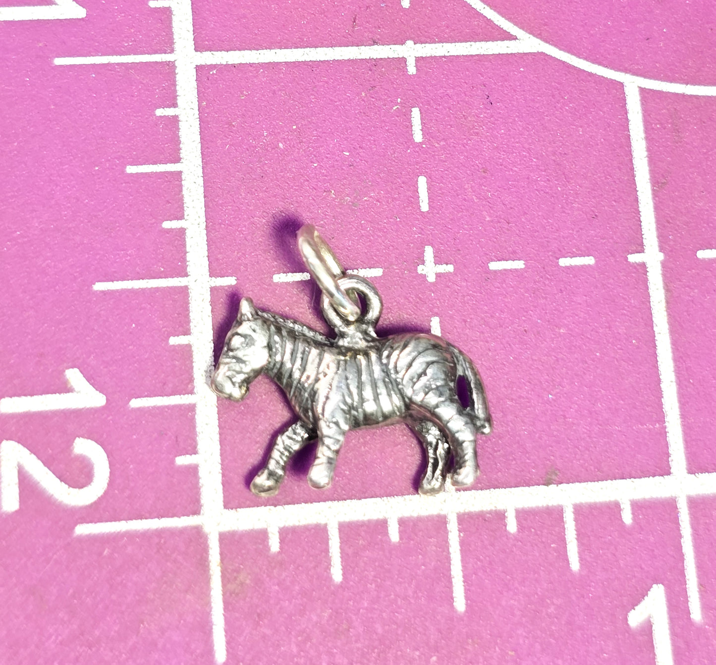 Zebra Zoo Africa animals 3D detailed sterling silver figural vintage bracelet charm
