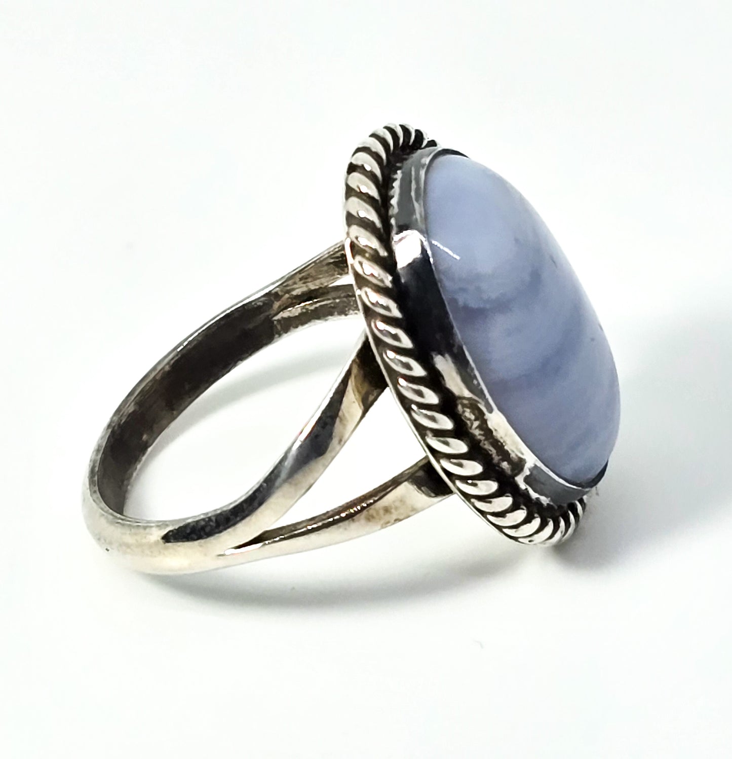 Gilo & Grace Nakai Navajo Blue lace agate vintage sterling silver ring size 8