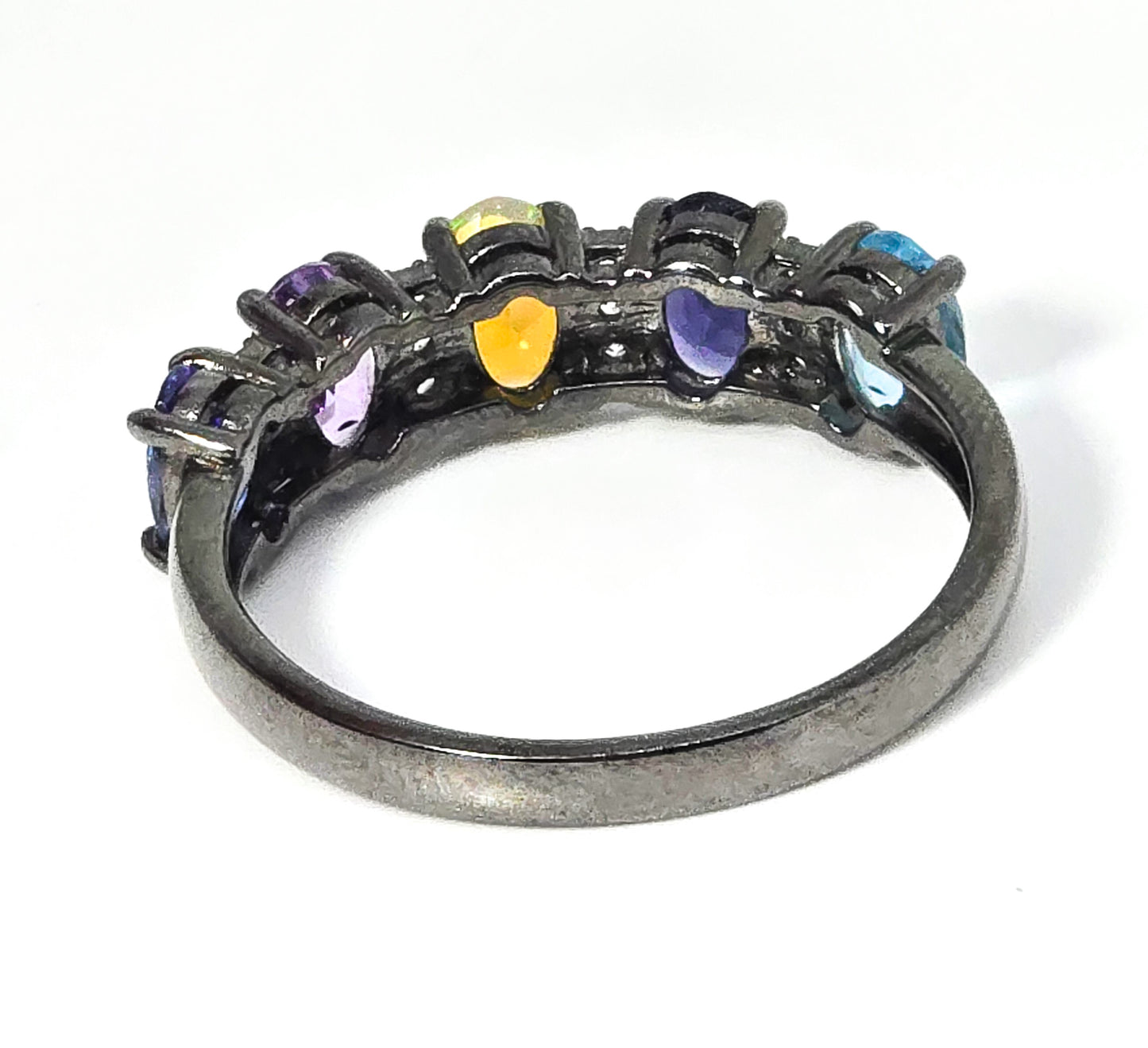 Multicolor BBJ Multi-Gem Black Rhodium Over Sterling Silver Ring size 10 1.77ctw
