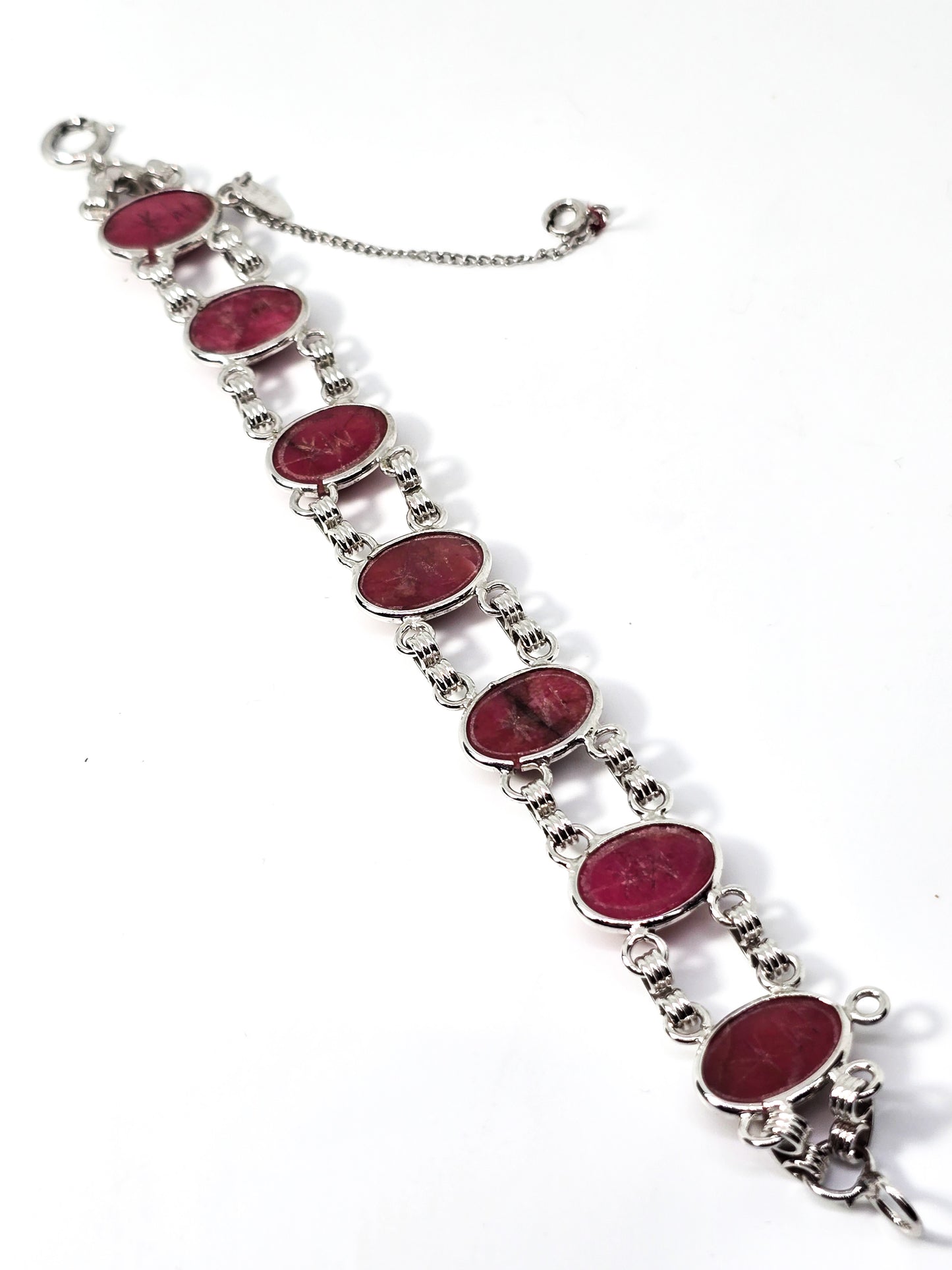 Egyptian Revival Scarab Rhodonite pink gemstone Burt Cassell 12k gold vintage bracelet