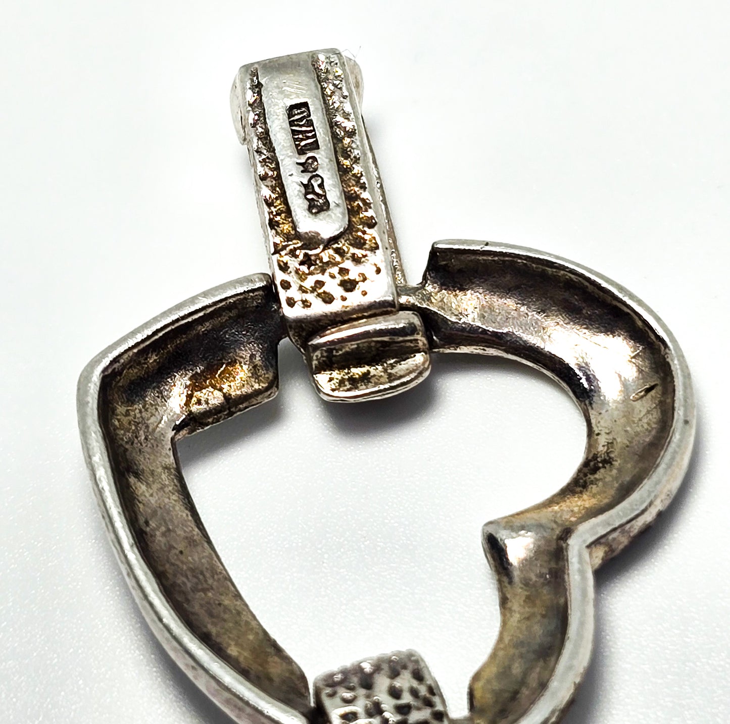 Heart Link marcasite solid thick sterling silver vintage retro open link bracelet