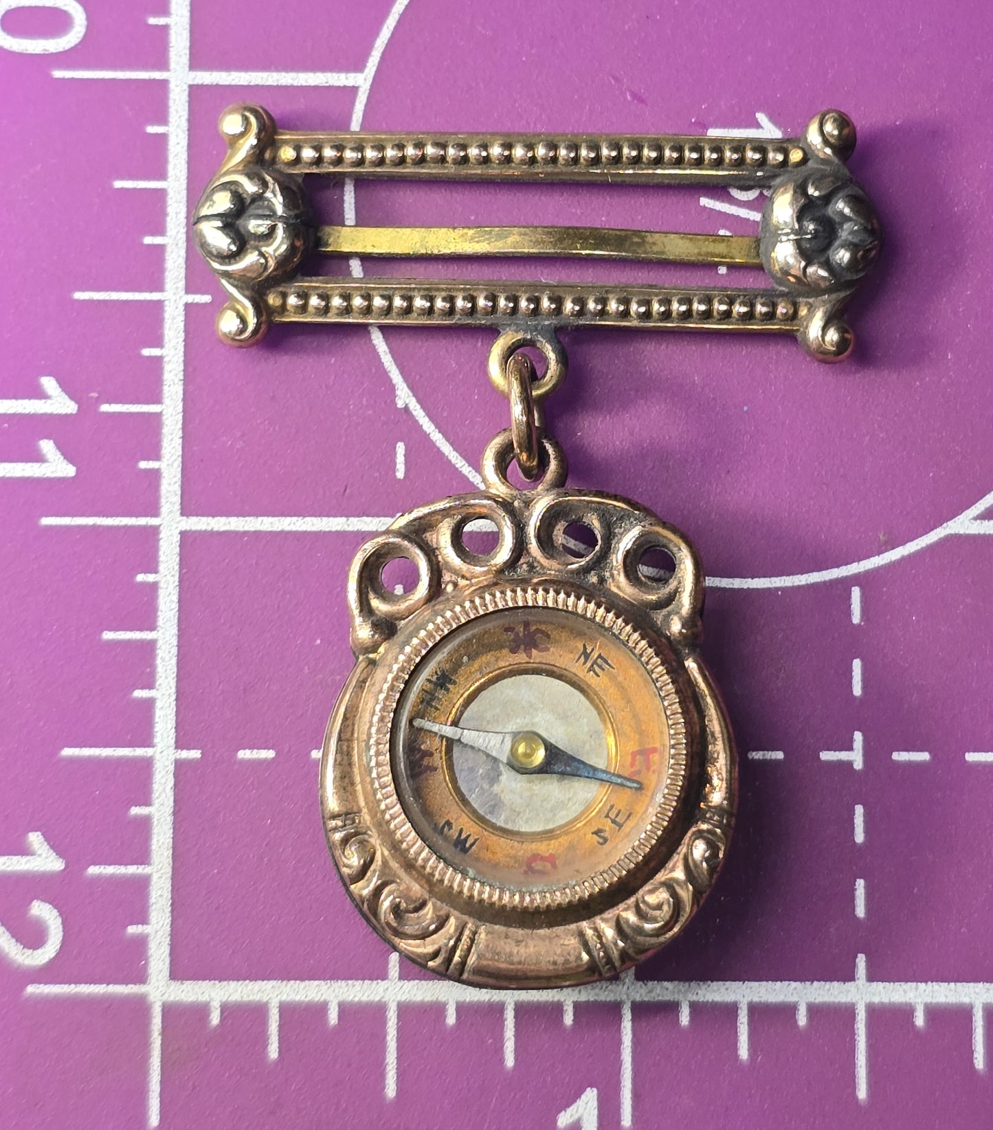 Victorian compass gold filled carnelian agate back gemstone fob ribbon charm