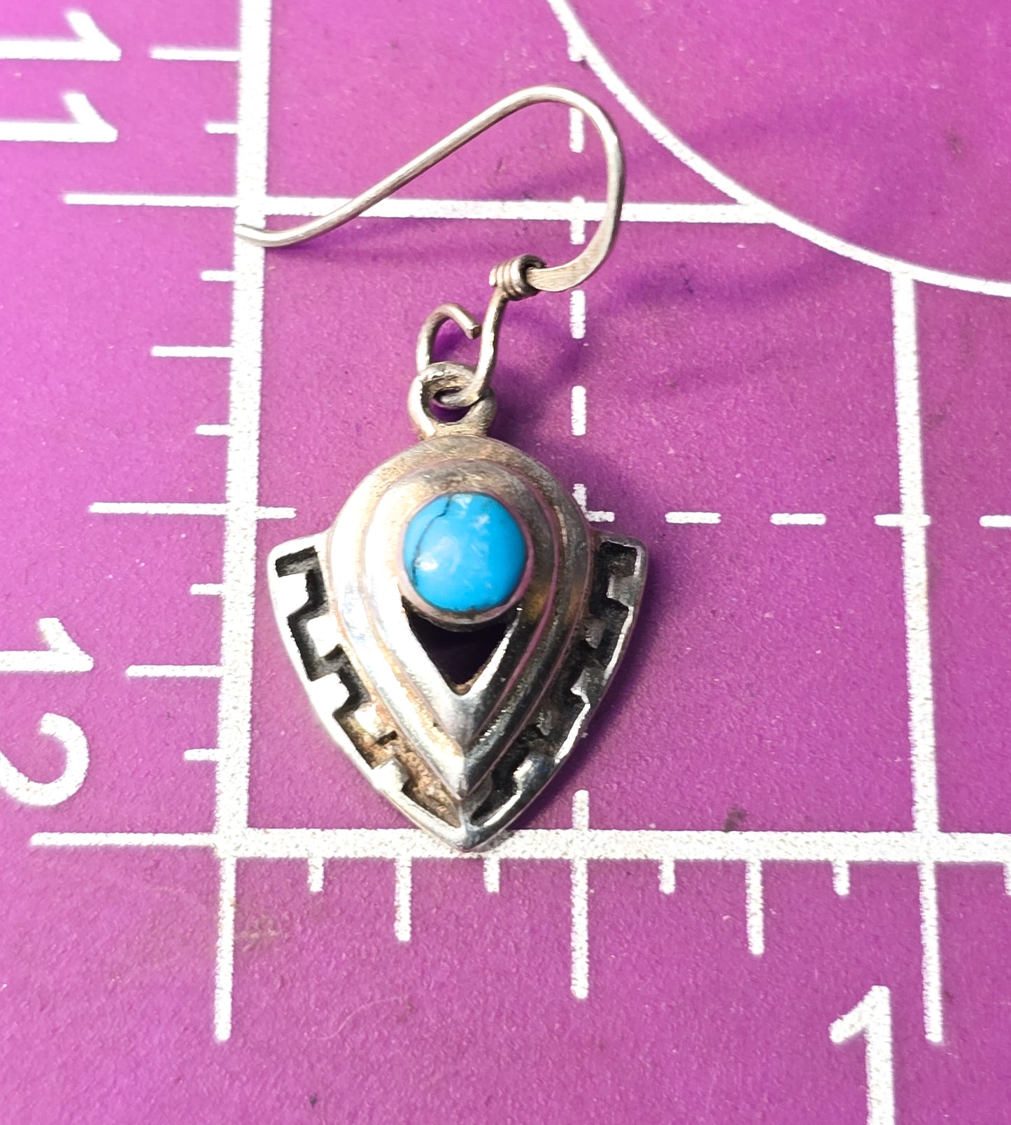 Turquoise arrow Navajo vintage sterling silver gemstone drop earrings