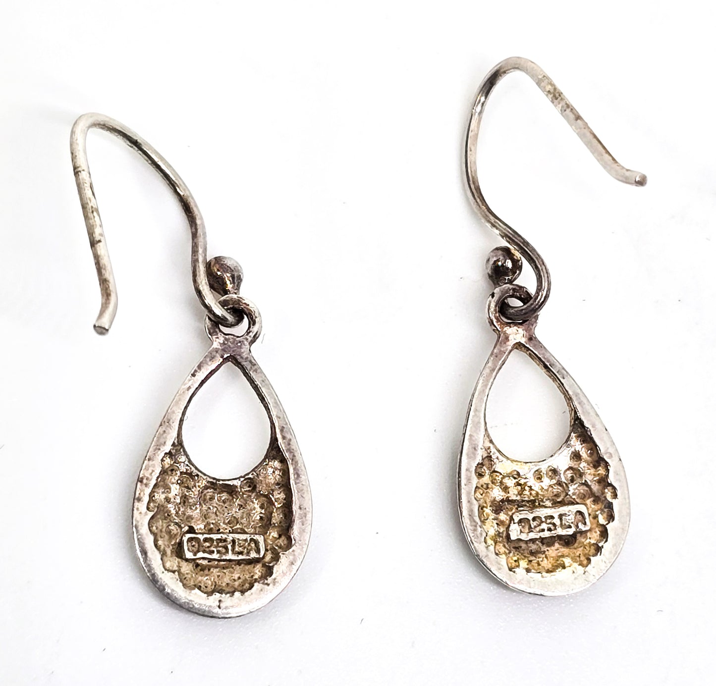 Petite small Balinese Tribal LA vintage sterling silver signed drop earrings