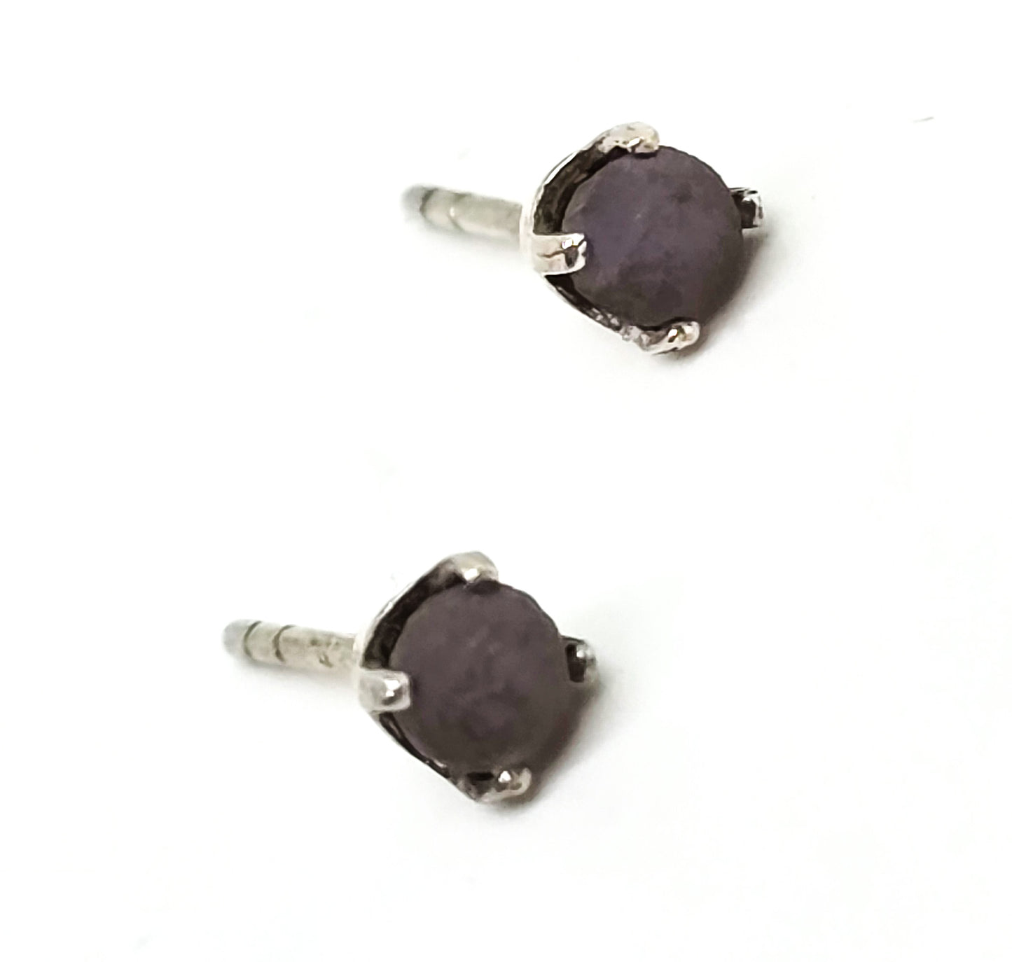 Purple grape agate natural chalcedony sterling silver stud earrings