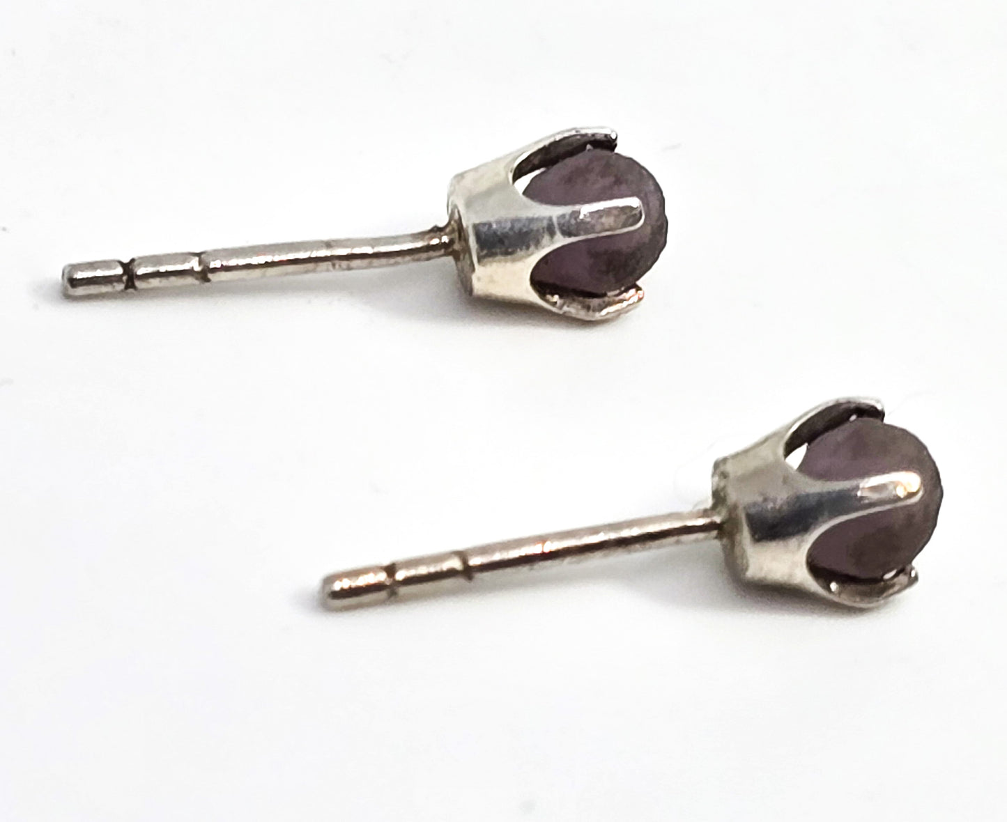 Purple grape agate natural chalcedony sterling silver stud earrings