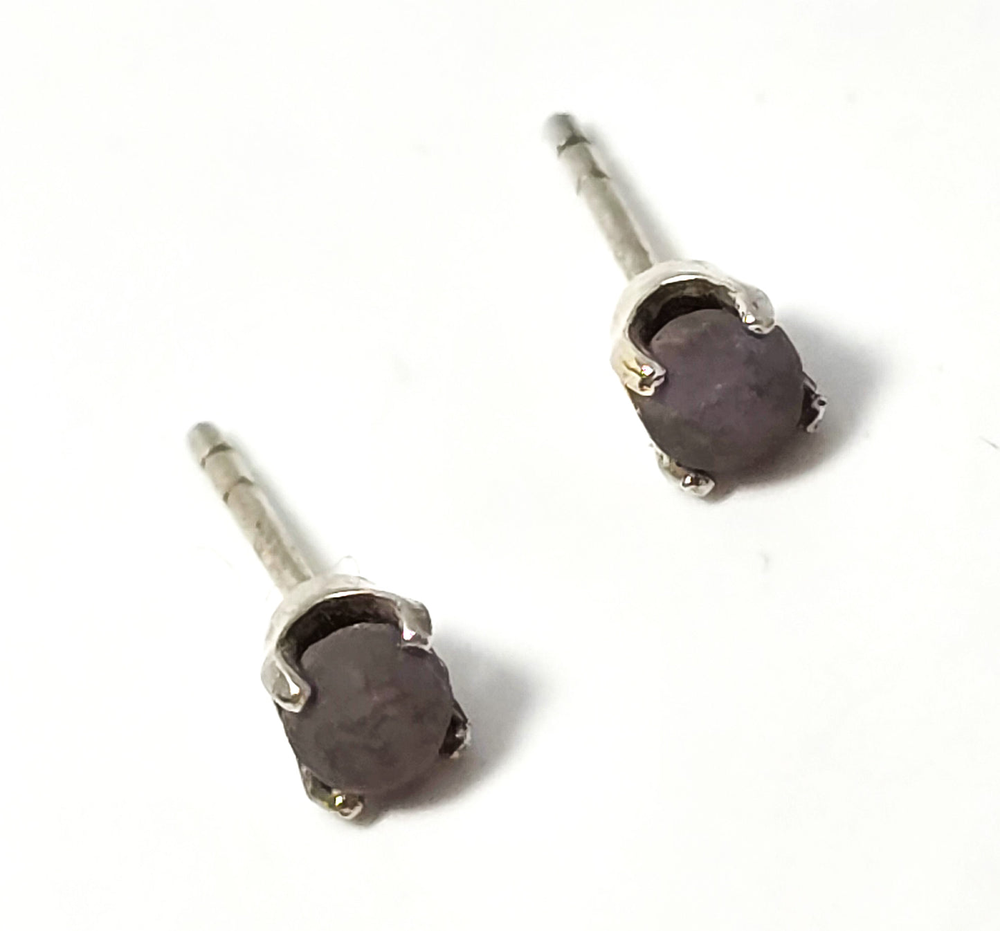 Purple grape agate natural chalcedony sterling silver stud earrings