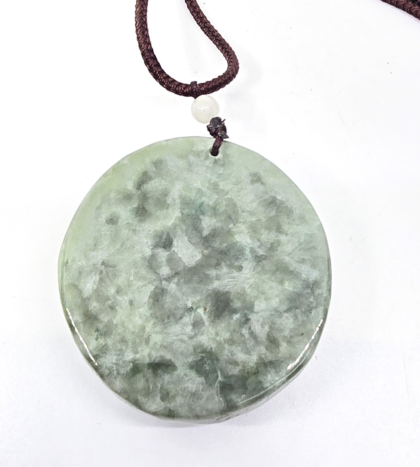Happy laughing Buddha good fortune green nephrite jade Chinese pendant necklace