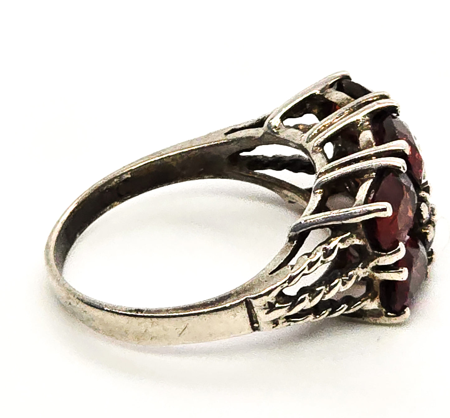 JED Art Deco style Garnet CZ vintage Sterling Silver Statement Ring size 6