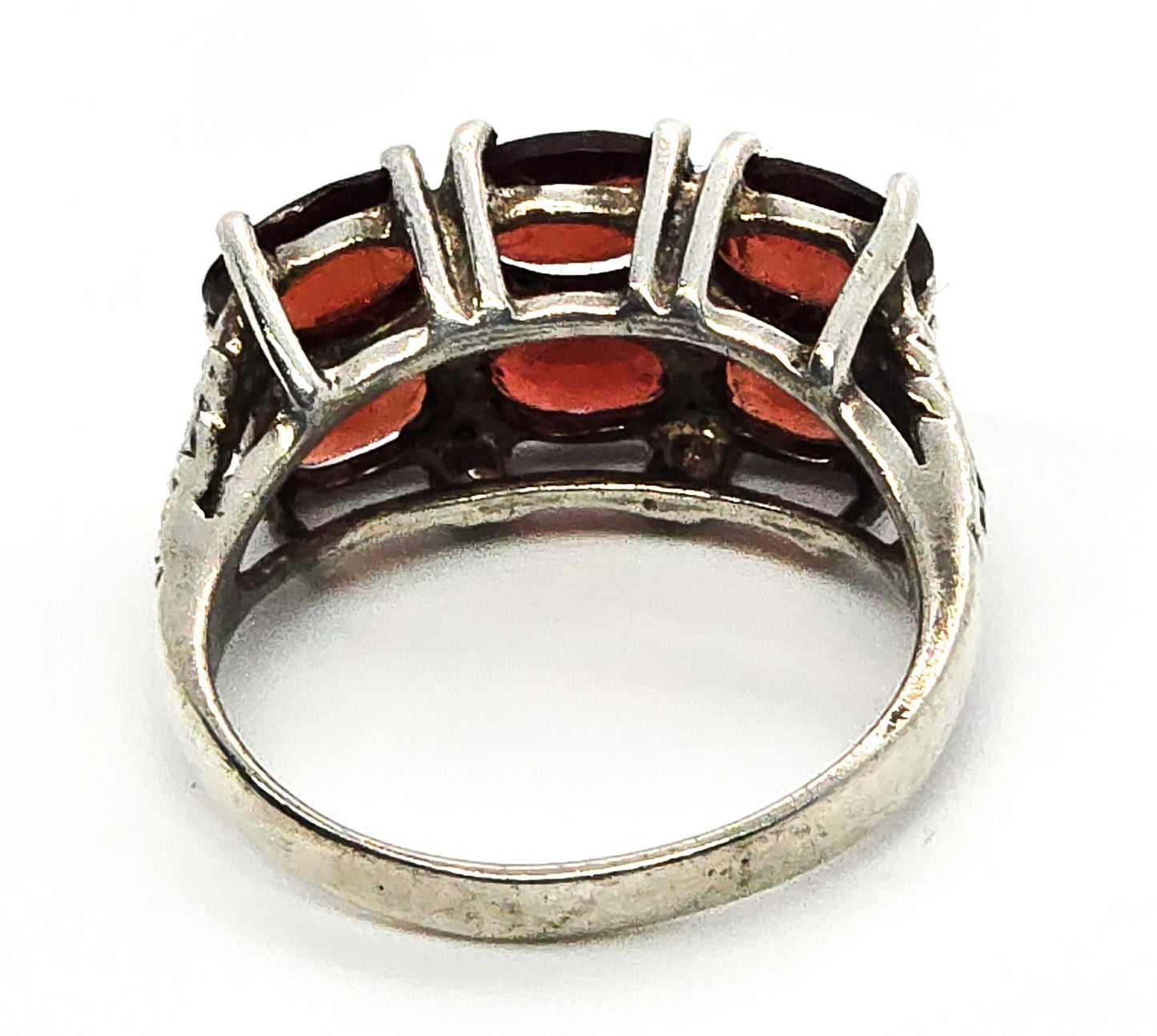 JED Art Deco style Garnet CZ vintage Sterling Silver Statement Ring size 6