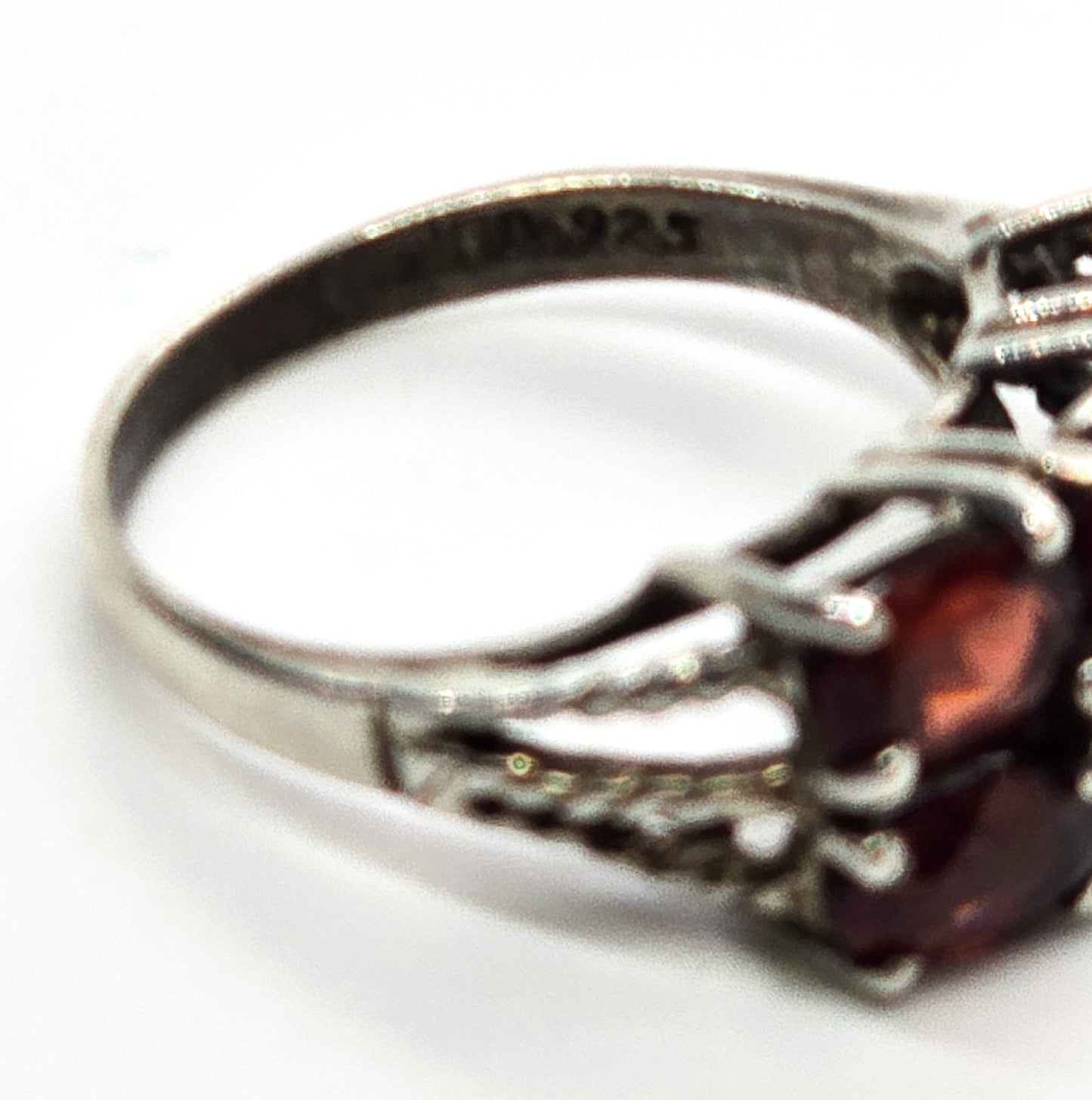 JED Art Deco style Garnet CZ vintage Sterling Silver Statement Ring size 6