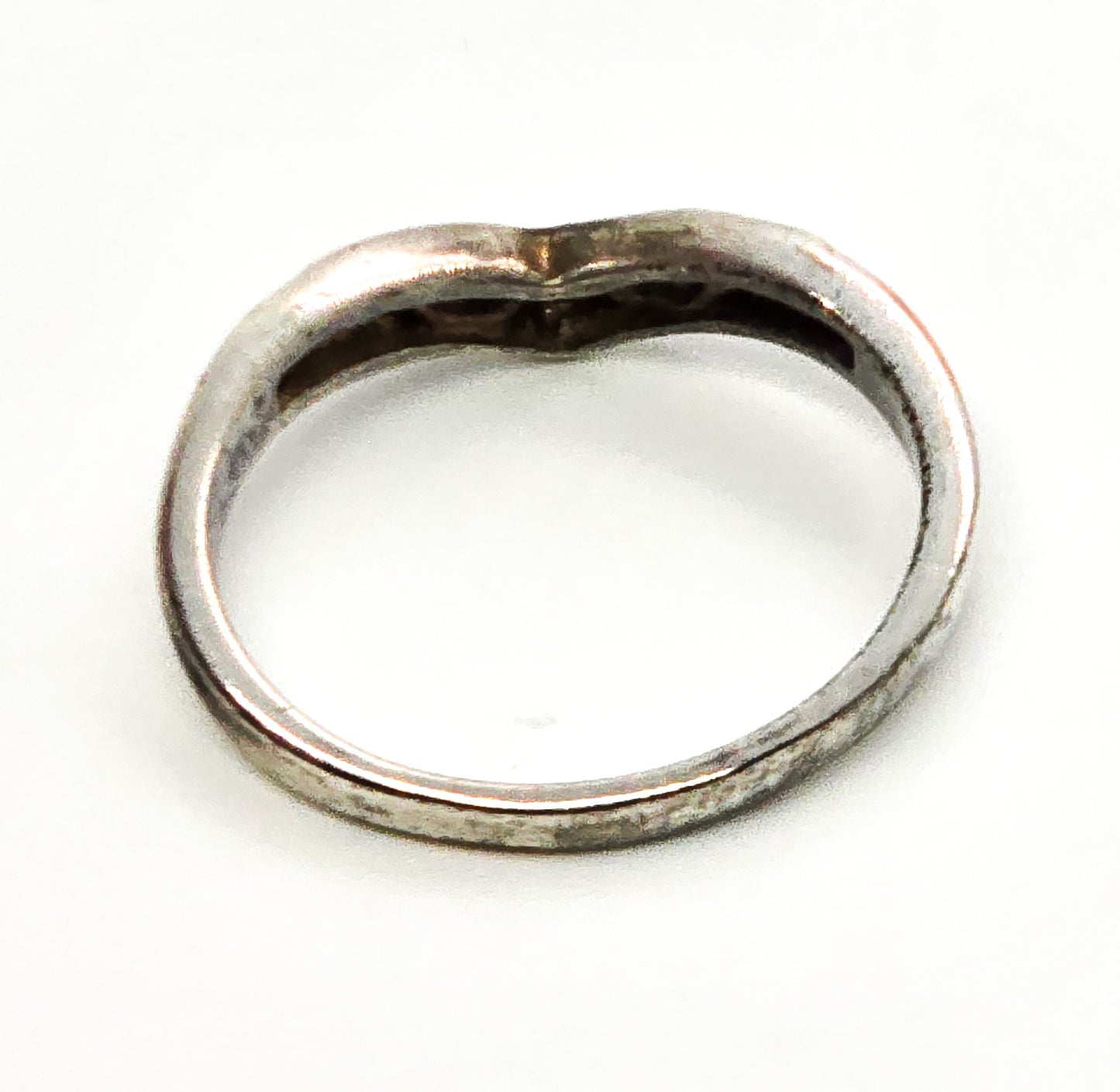 Retro filigree chevron V vintage sterling silver stacker ring band size 7