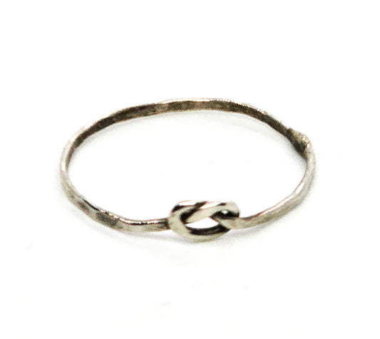 Love knot artisan handcrafted simple sterling silver ring size 8.25