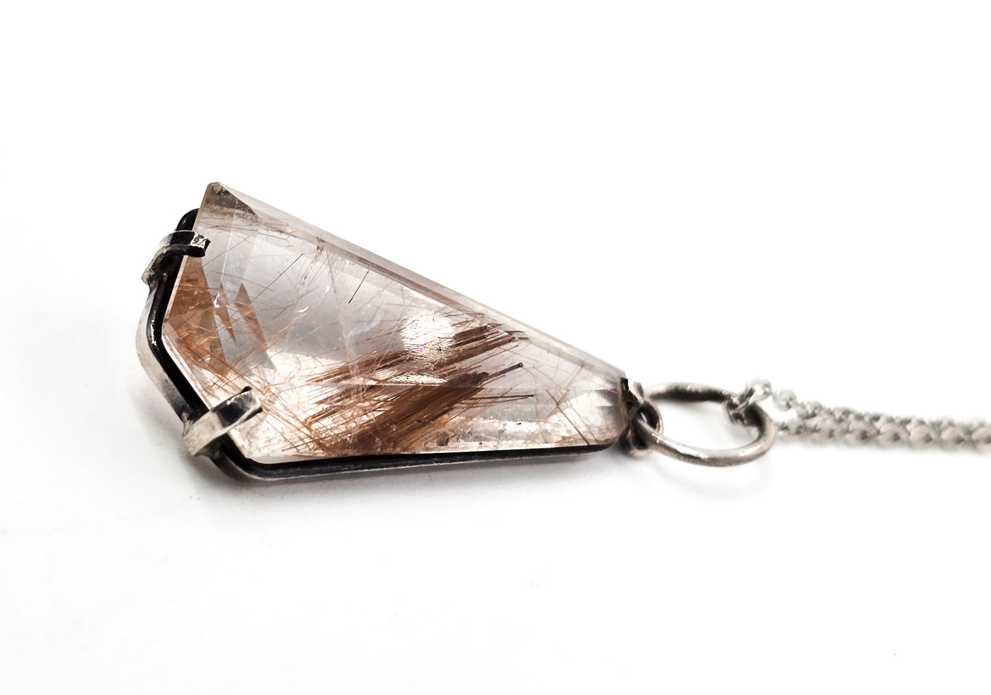 Brazilian Red Rutilated Quartz sterling silver pendant necklace