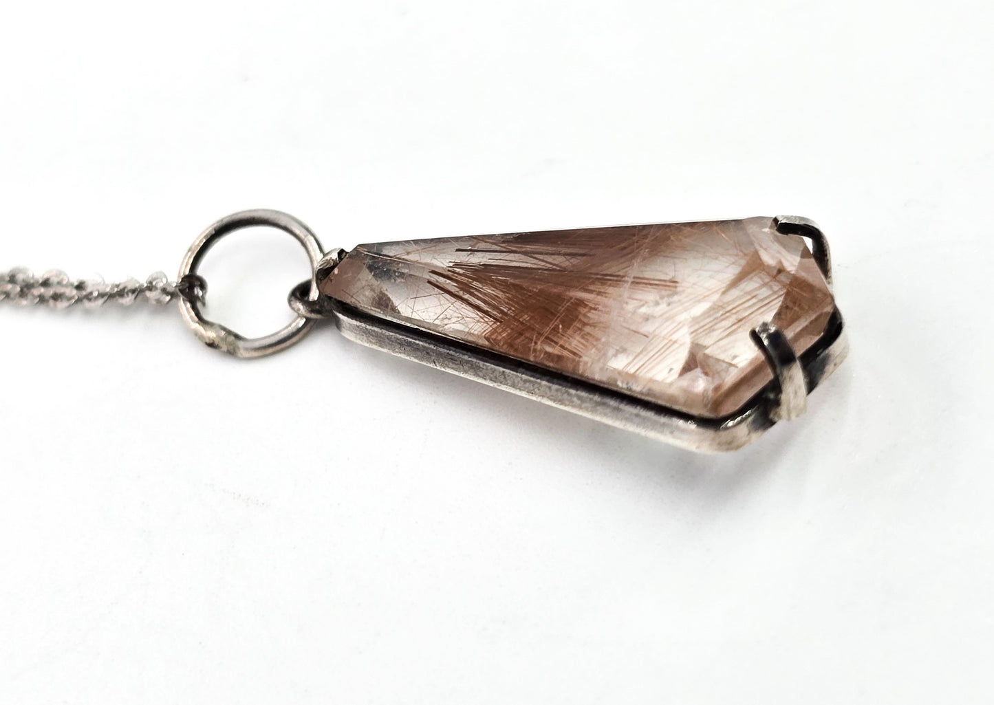 Brazilian Red Rutilated Quartz sterling silver pendant necklace