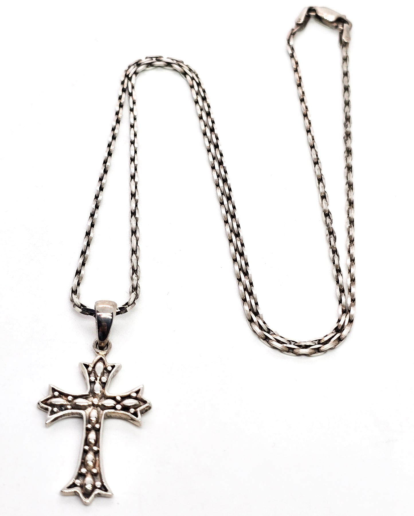 Sterling decorative Cross vintage retro sterling silver pendant necklace