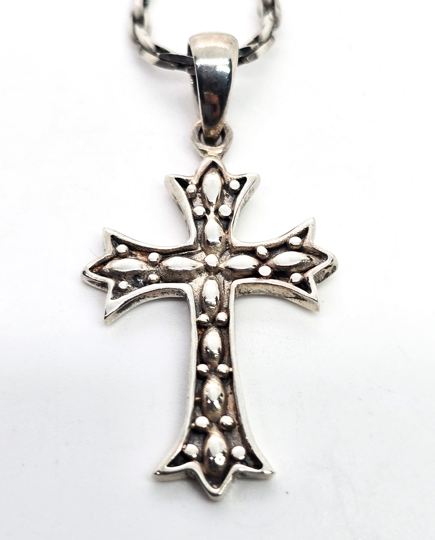 Sterling decorative Cross vintage retro sterling silver pendant necklace