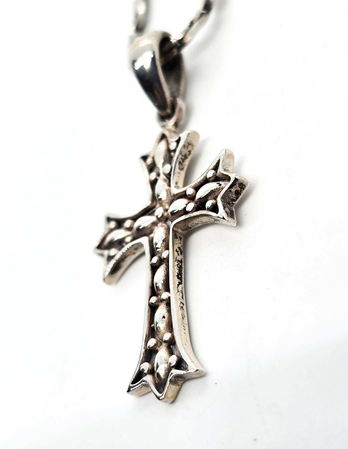 Sterling decorative Cross vintage retro sterling silver pendant necklace