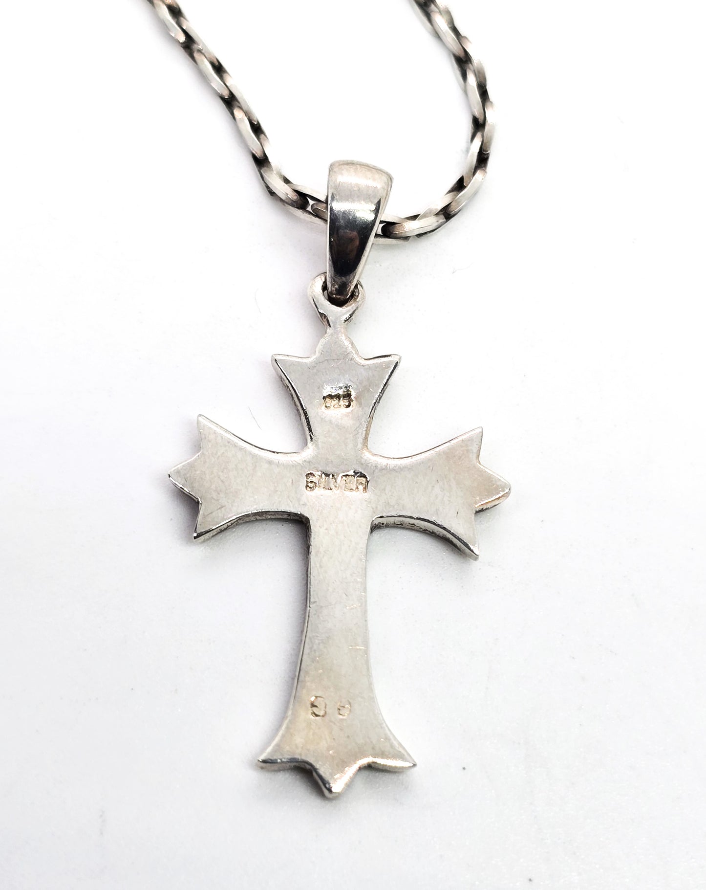 Sterling decorative Cross vintage retro sterling silver pendant necklace