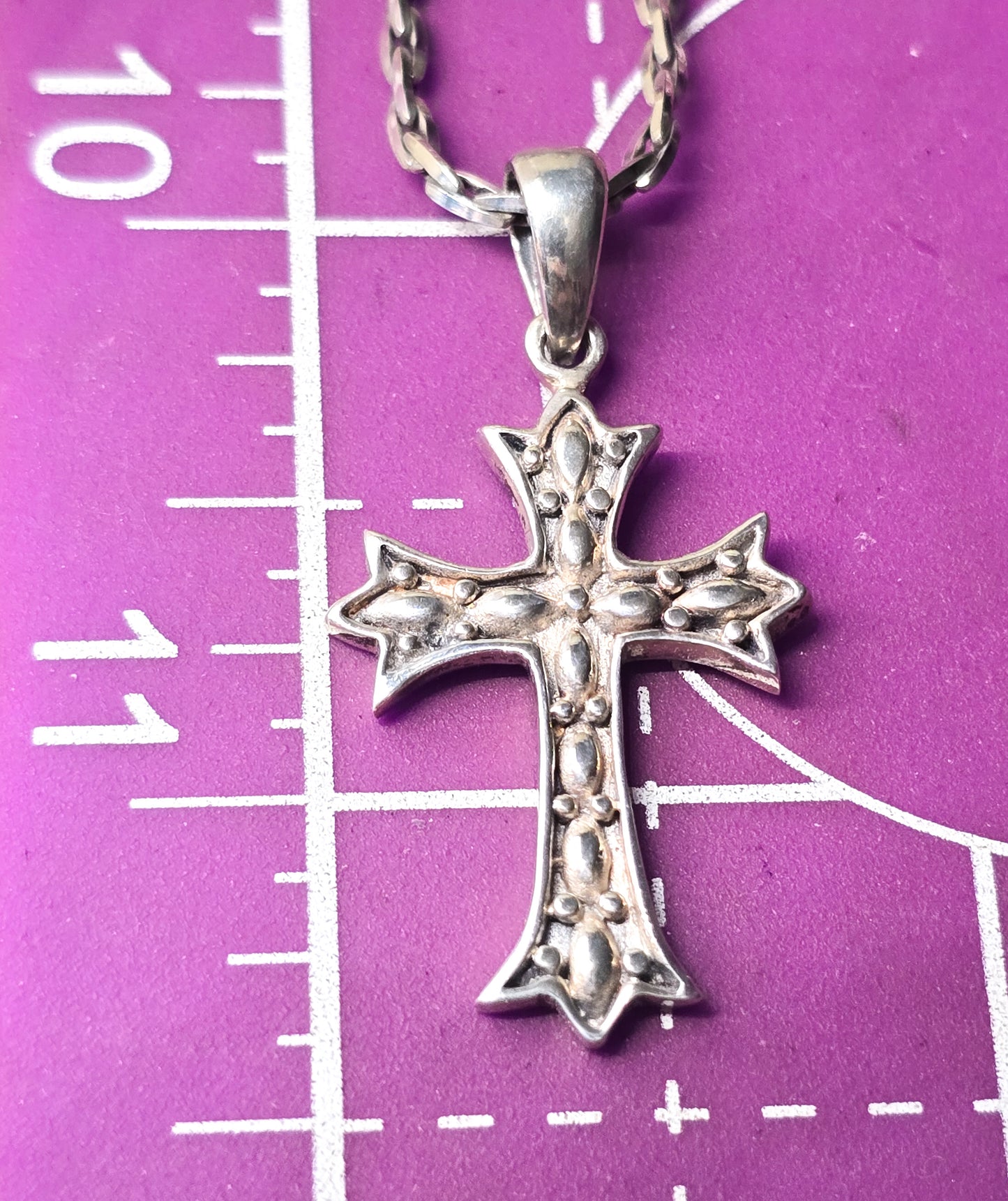 Sterling decorative Cross vintage retro sterling silver pendant necklace