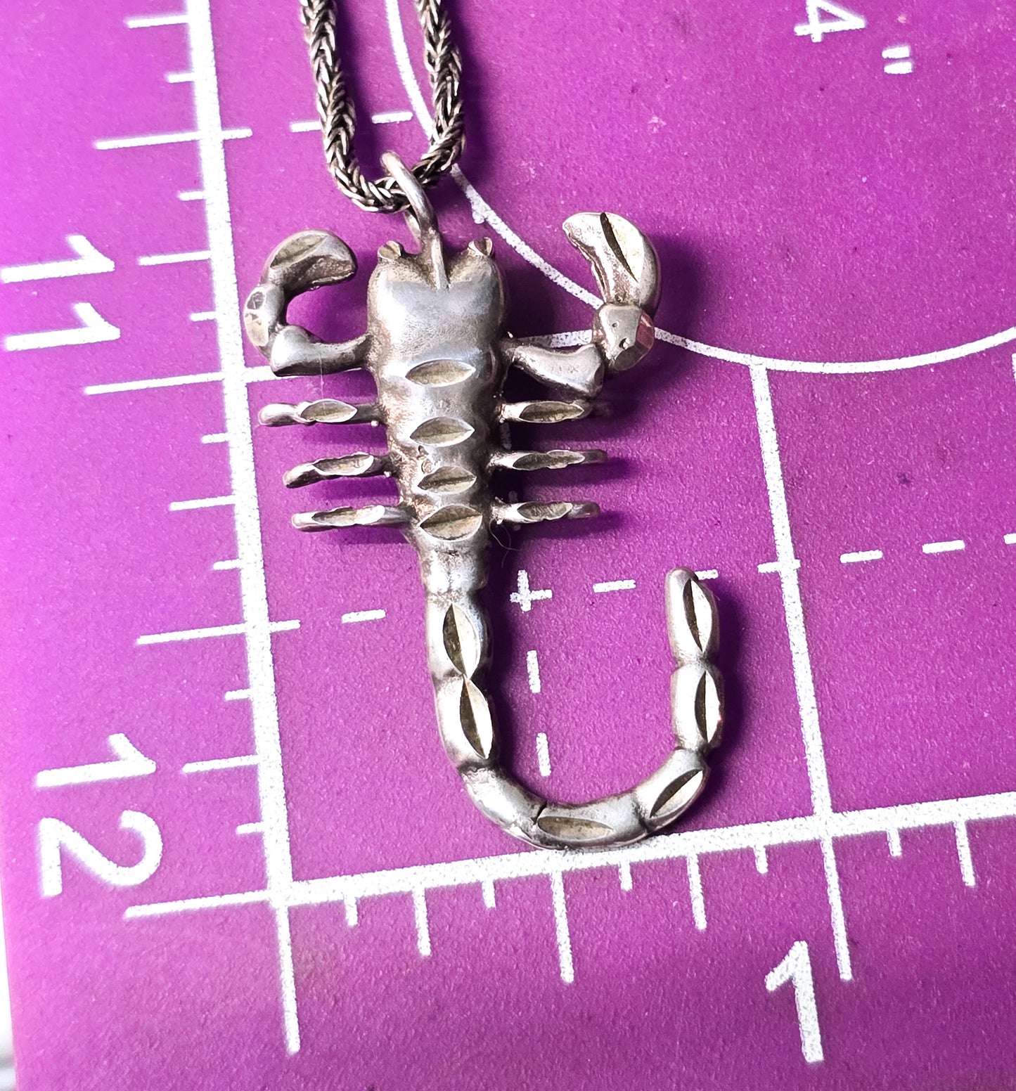 Scorpion sting solid sterling silver detailed insect bug pendant necklace