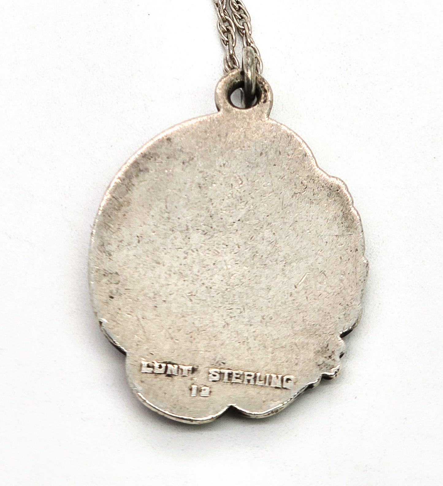 Lunt Antique Art Nouveau Sterling Silver Floral Filigree Engraved H pendant necklace