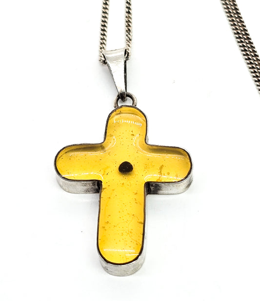 Mustard seed cross vintage Mexican sterling silver cross vintage necklace