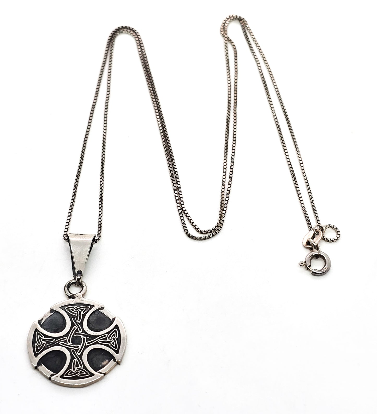 Maltese cross Viking Celtic knot sterling silver pendant necklace
