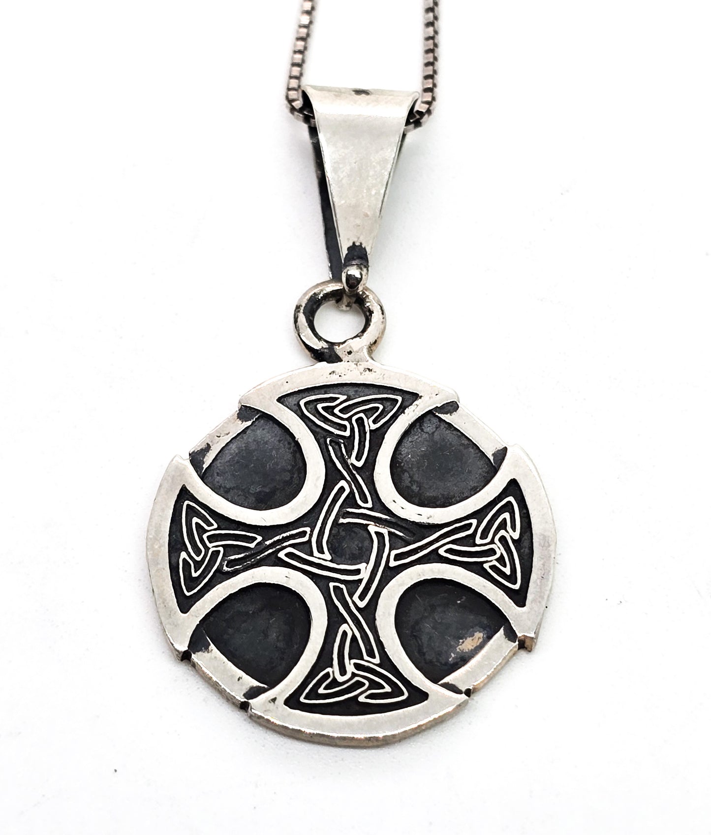Maltese cross Viking Celtic knot sterling silver pendant necklace
