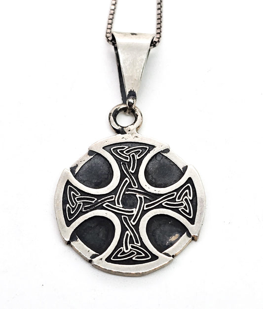 Maltese cross Viking Celtic knot sterling silver pendant necklace
