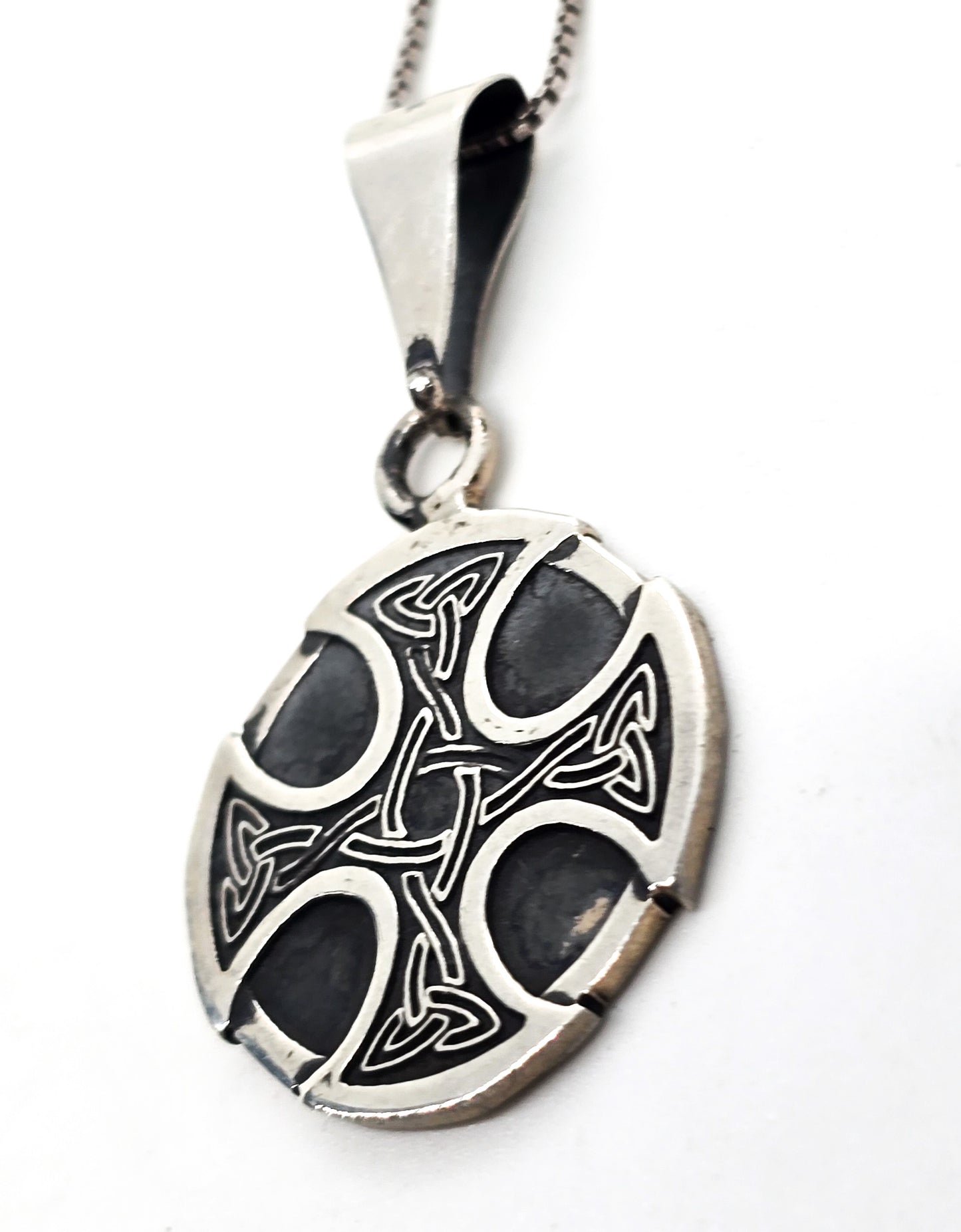 Maltese cross Viking Celtic knot sterling silver pendant necklace