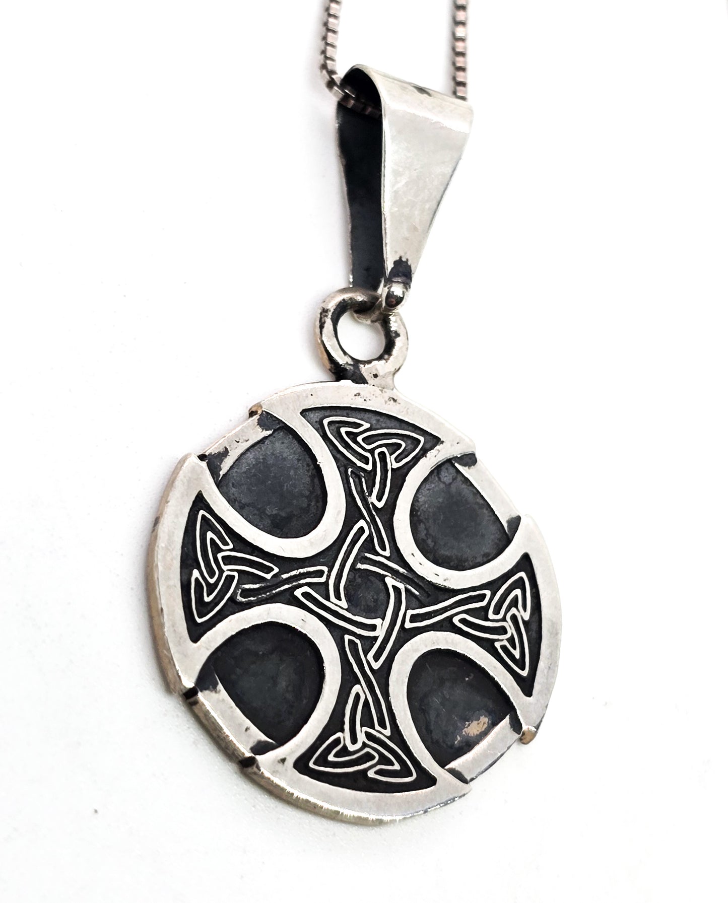 Maltese cross Viking Celtic knot sterling silver pendant necklace