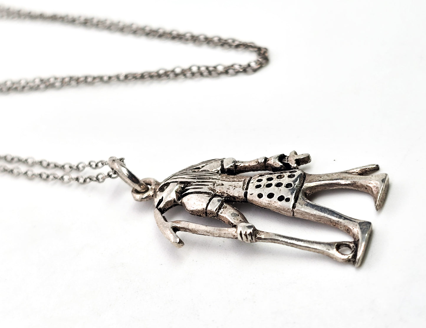 Horus Egyptian God figural sterling silver pendant necklace
