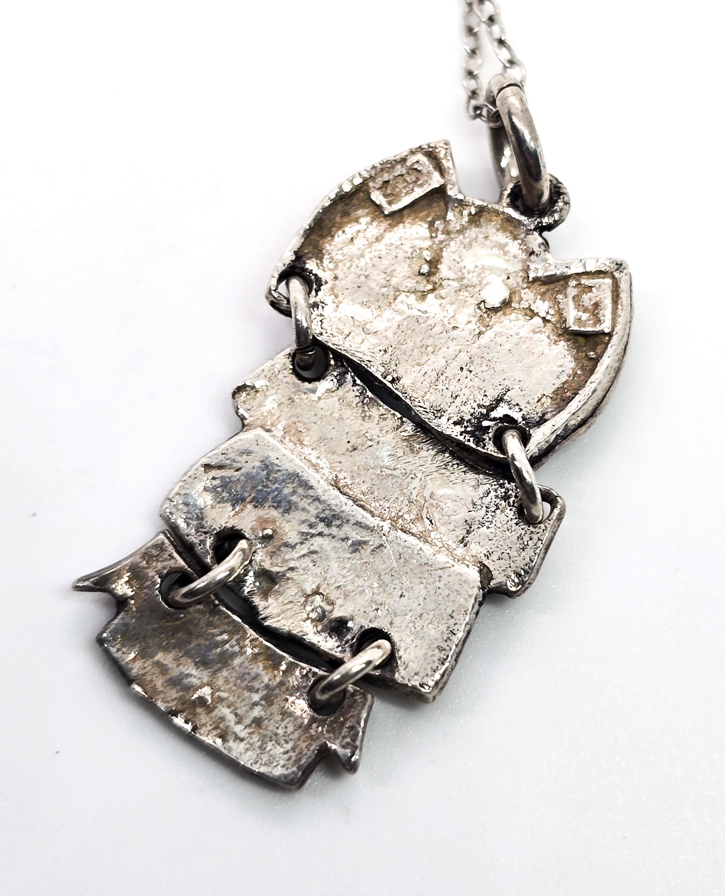 All Seeing Owl Evil Eye Wise Owl articulated sterling silver pendant necklace