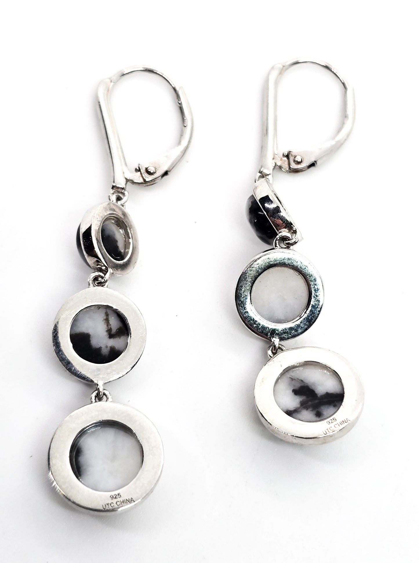 UTC Ultimate Trading Company white buffalo sterling silver lever back earrings