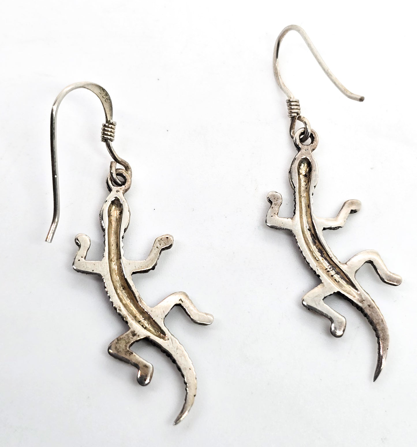 WTS Watson Gecko Lizard vintage signed sterling silver drop earrings