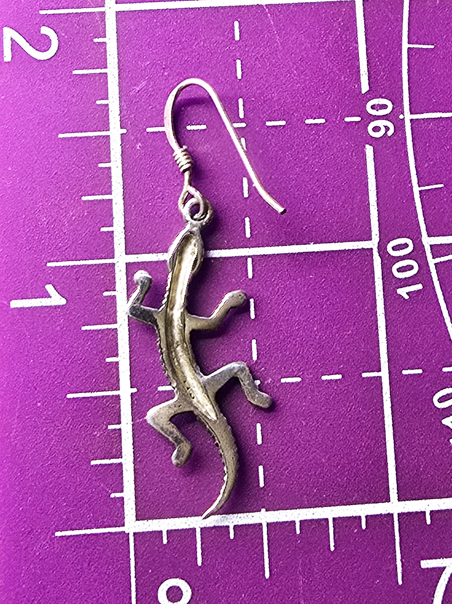 WTS Watson Gecko Lizard vintage signed sterling silver drop earrings