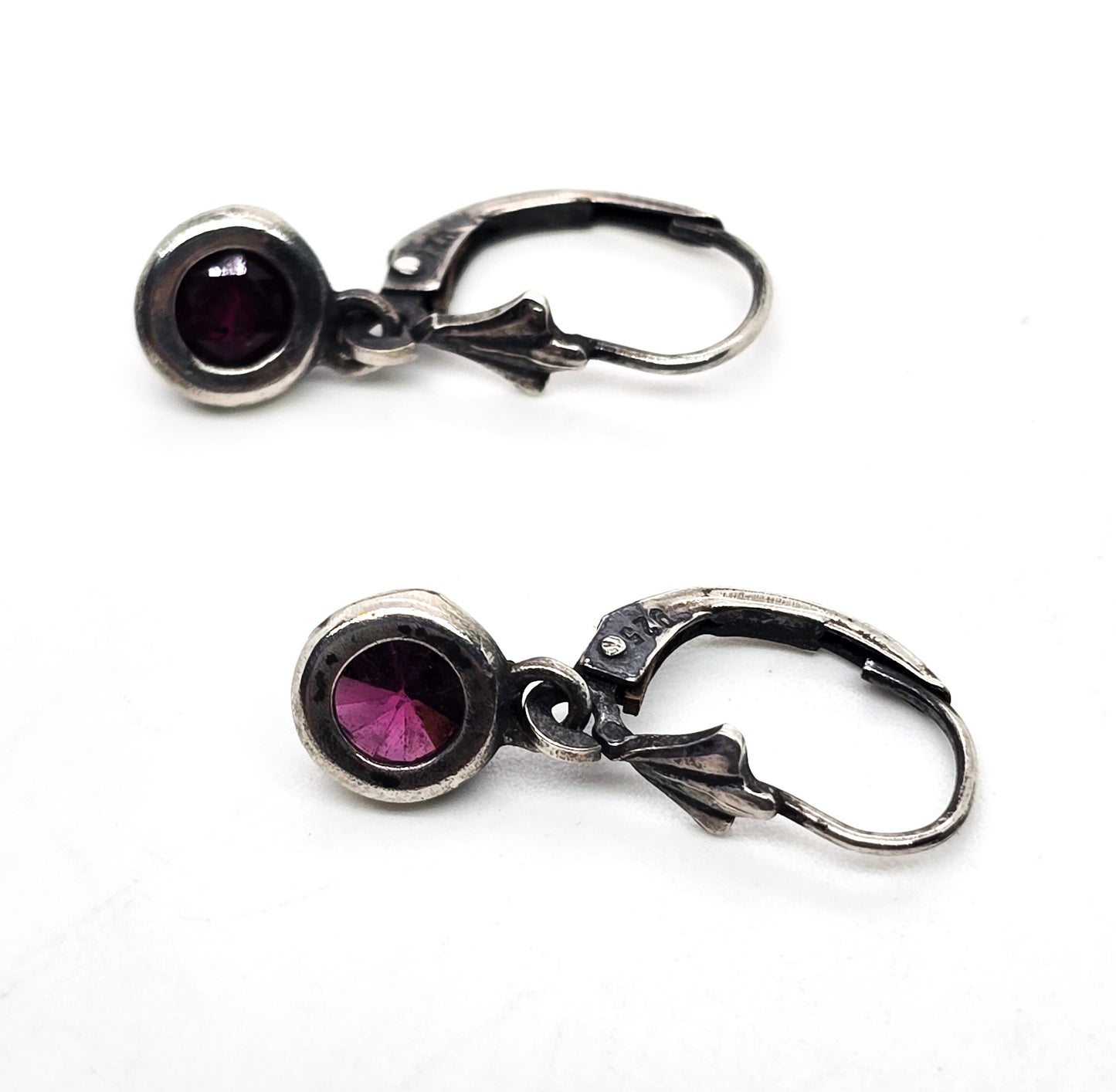 Umbalite purple Garnet faceted gemstone small petite sterling silver earrings