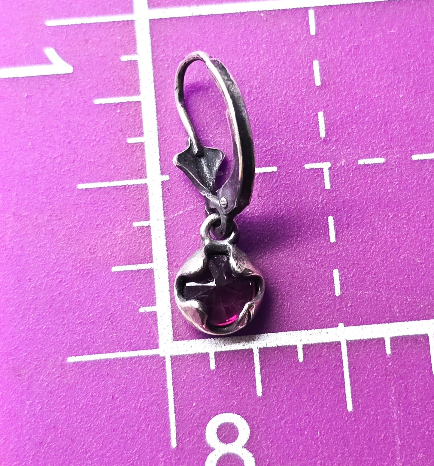 Umbalite purple Garnet faceted gemstone small petite sterling silver earrings