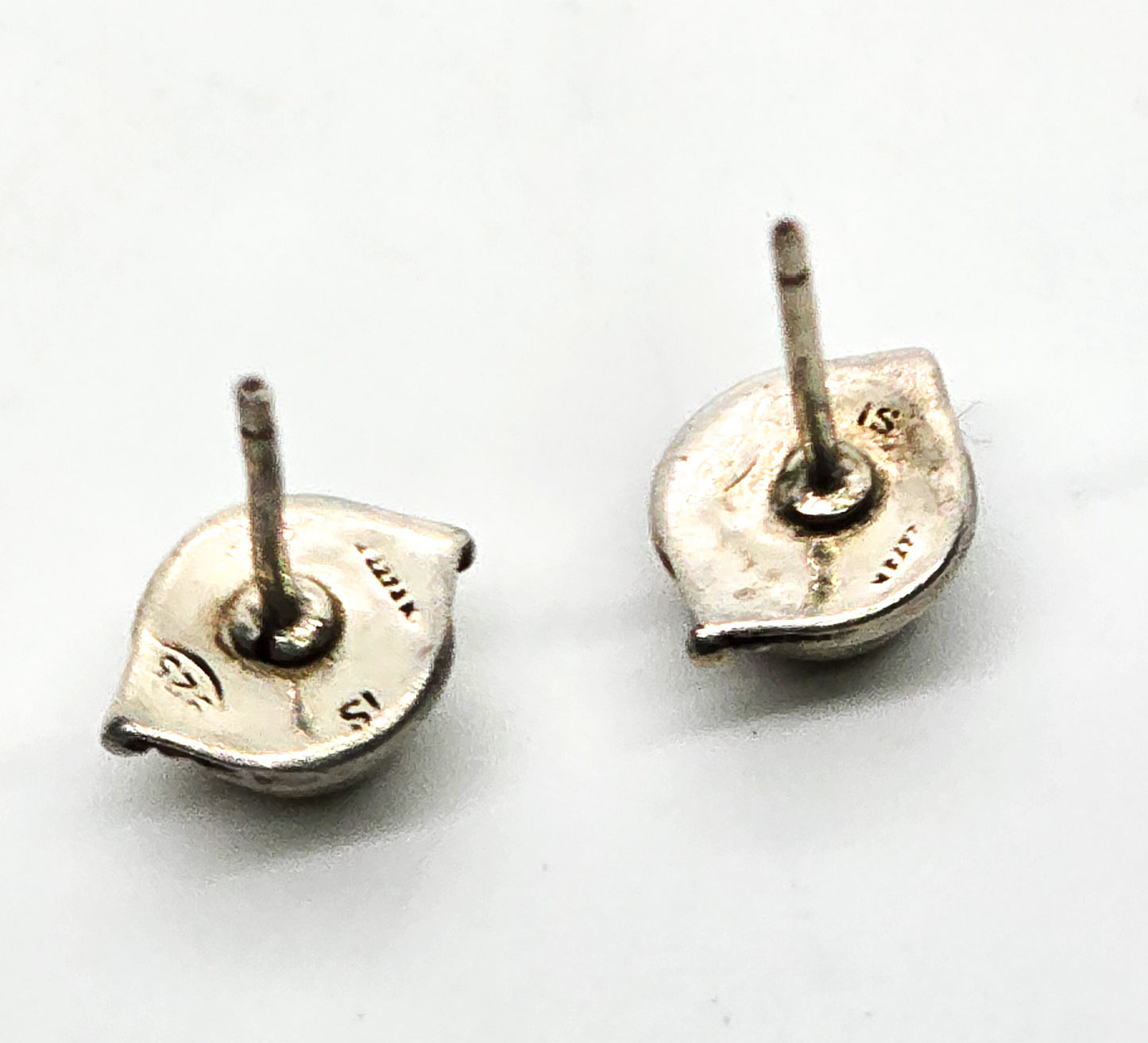 Brown smokey quartz 1ct IS vintage tribal sterling silver stud earrings