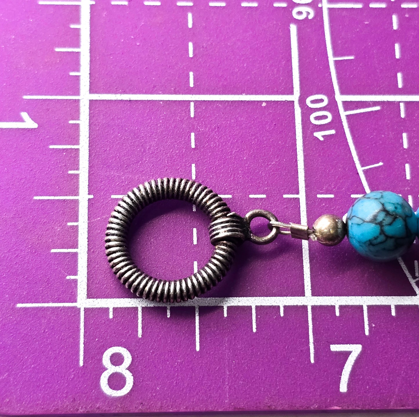 Peruvian turquoise amethyst and blue howlite sterling silver gemstone toggle bracelet