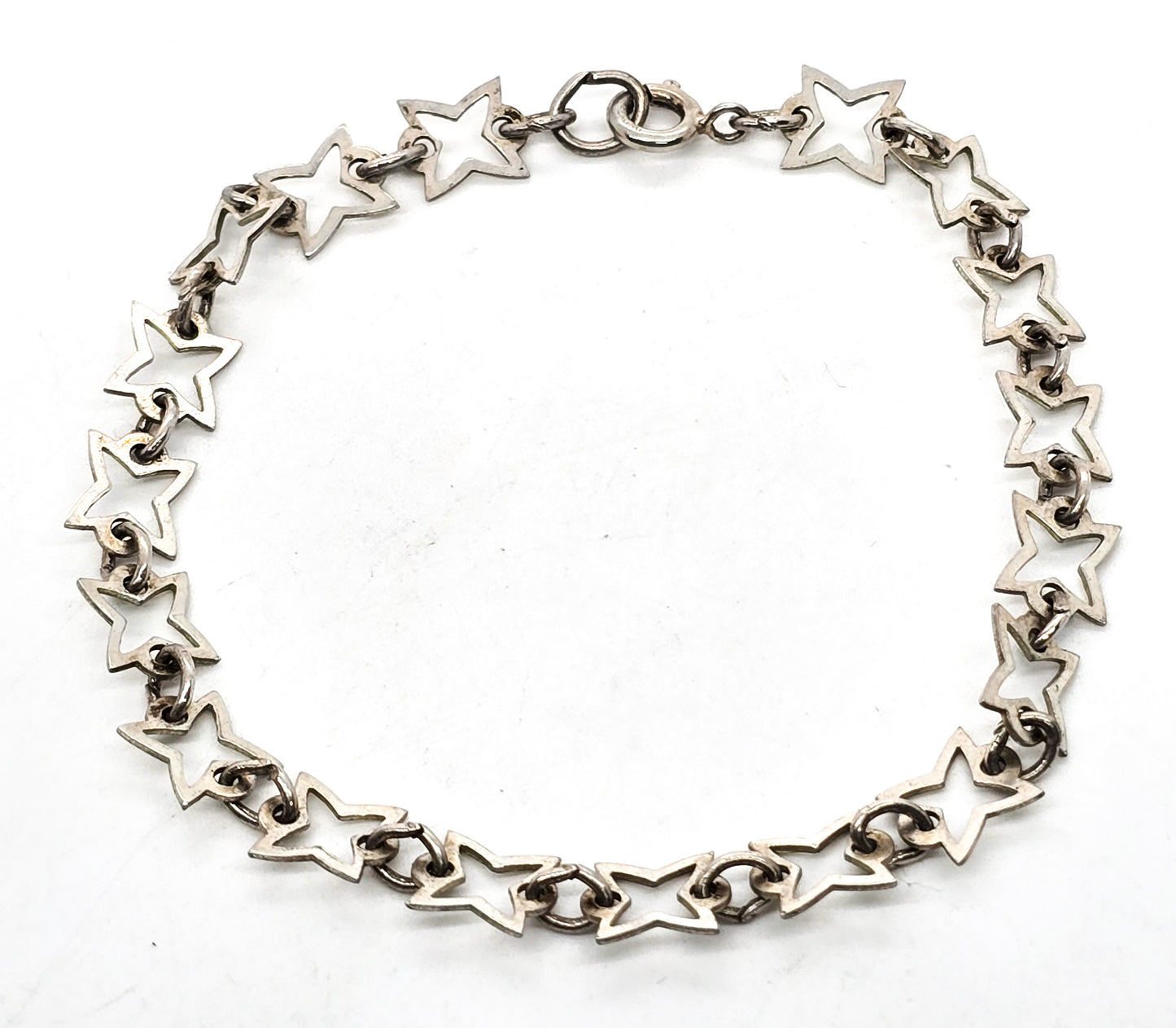 Four pointed star truth, hope and spirit vintage sterling silver tennis bracelet