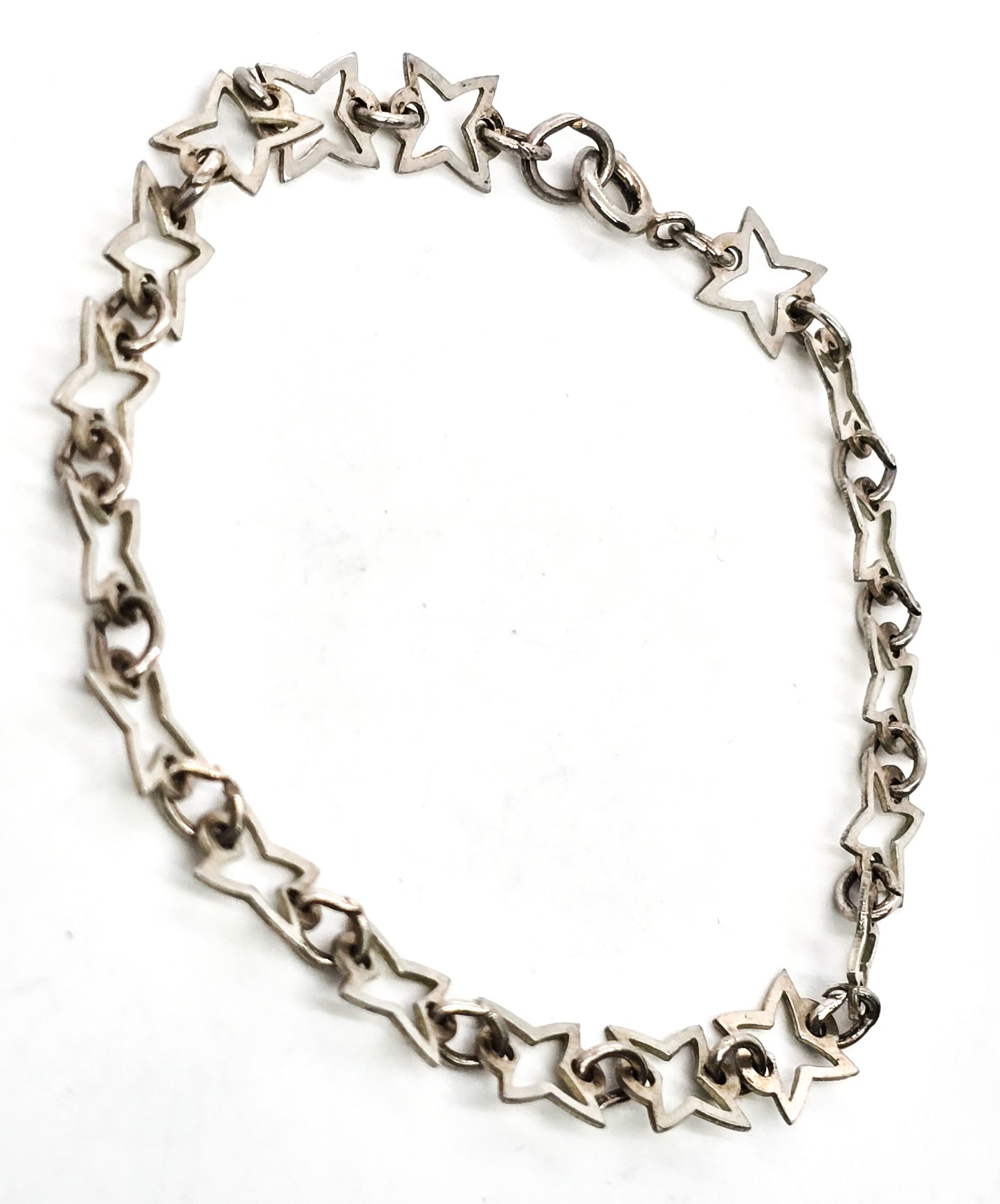 Four pointed star truth, hope and spirit vintage sterling silver tennis bracelet