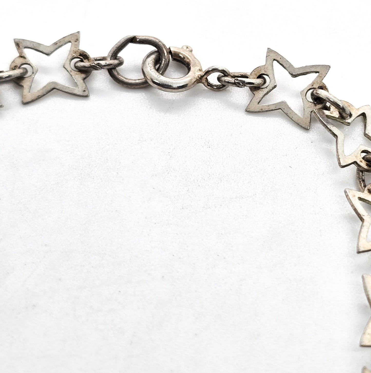 Four pointed star truth, hope and spirit vintage sterling silver tennis bracelet
